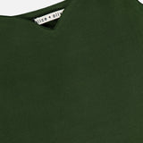 A close-up of the ALICE + OLIVIA Edin Sweetheart Tank Top, a sleeveless dark olive cropped style featuring a subtle sweetheart neckline.