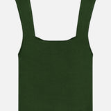 The ALICE + OLIVIA Edin Sweetheart Tank Top is a dark olive cropped top with wide shoulder straps and a sweetheart neckline, shown against a plain white background.