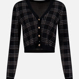 Grace Plaid Shrunken V-Neck Cardigan (14733529088363)