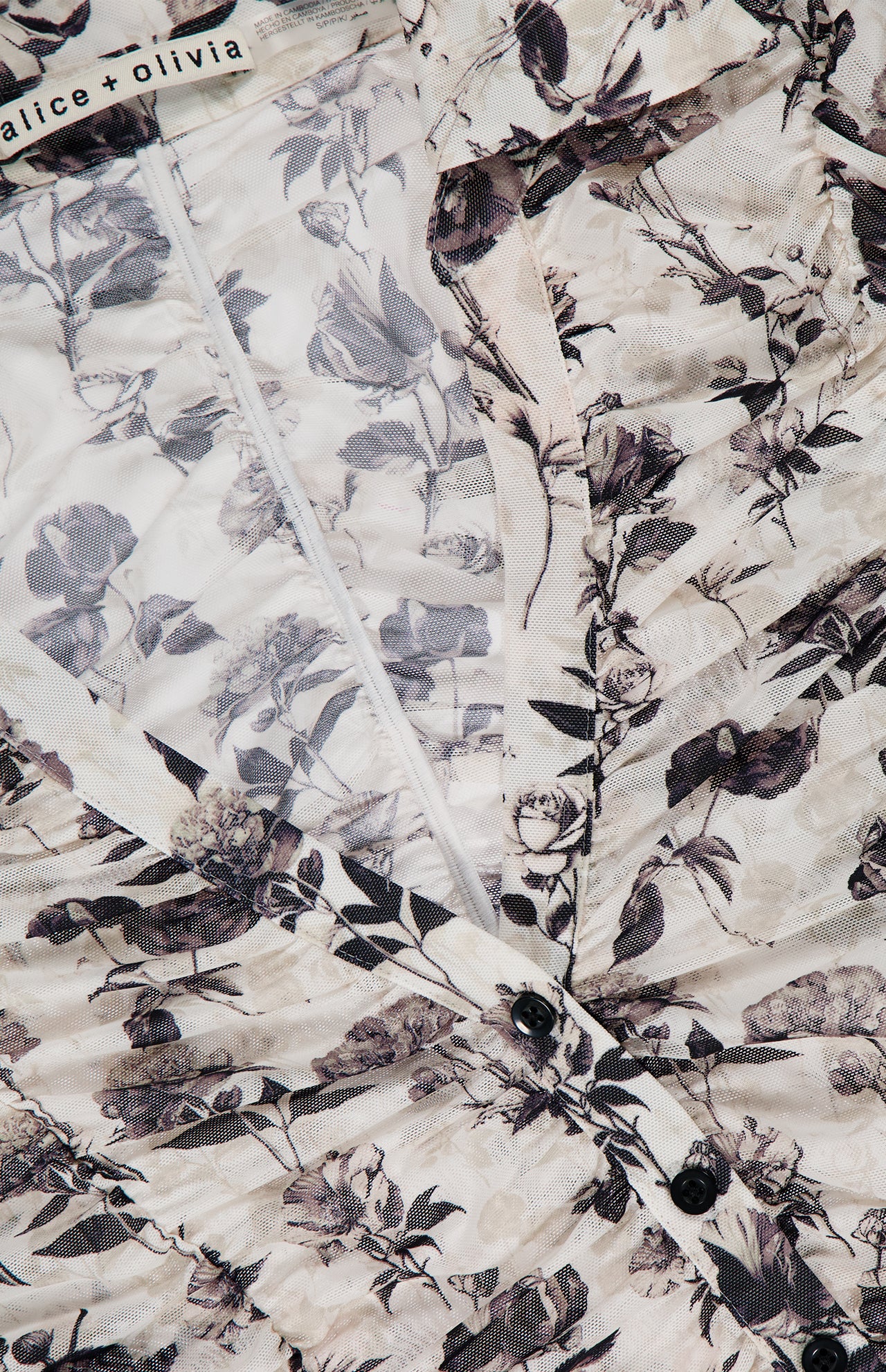 ALICE + OLIVIAPortia Fitted Mesh Button Down ShirtA.K. Rikk's