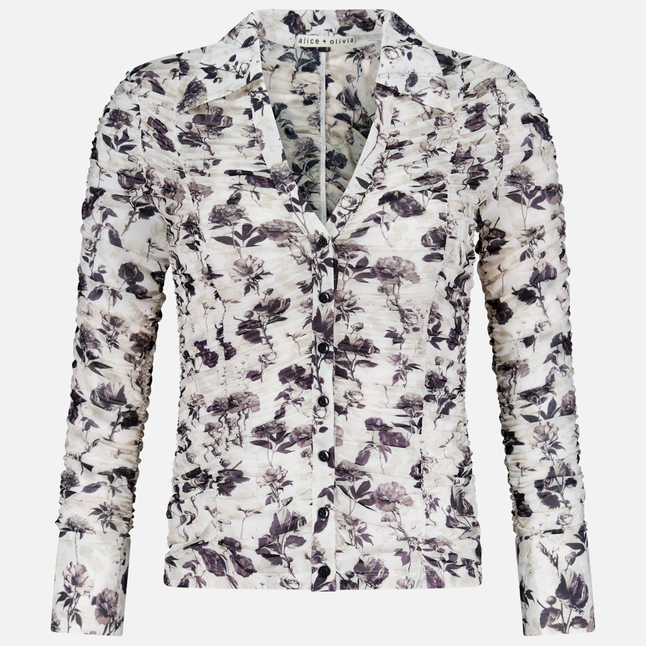 ALICE + OLIVIAPortia Fitted Mesh Button Down ShirtA.K. Rikk's