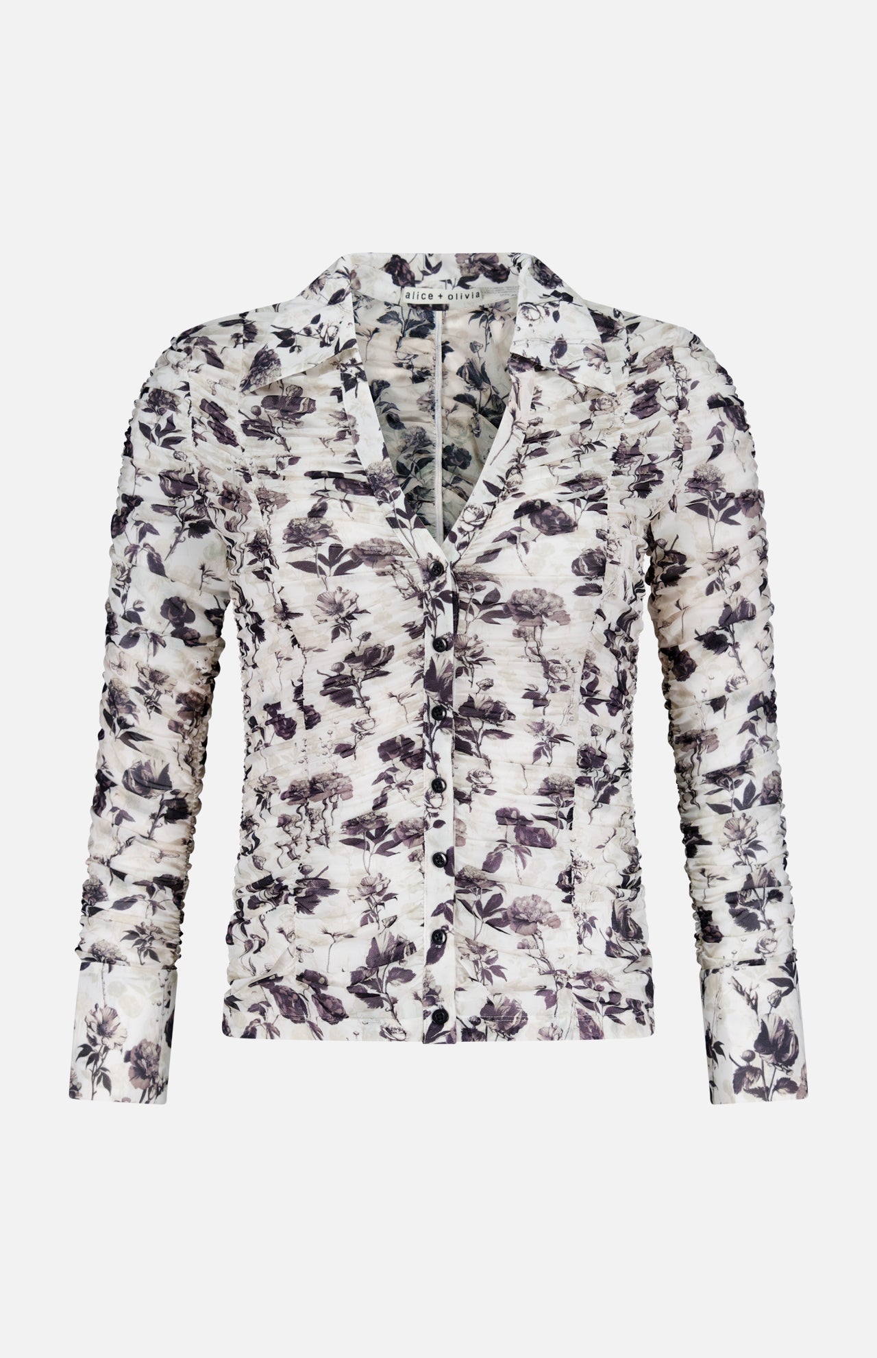 ALICE + OLIVIAPortia Fitted Mesh Button Down ShirtA.K. Rikk's