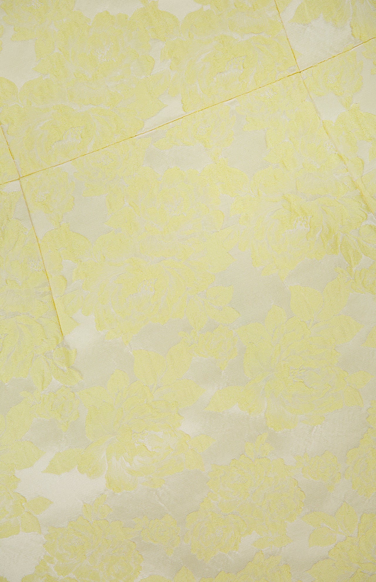 The Charlotte Scoop Neck Mini Dress by ALICE + OLIVIA is a butter yellow mini dress with a metallic floral jacquard pattern on light cream fabric, perfect for an elegant cocktail party look.