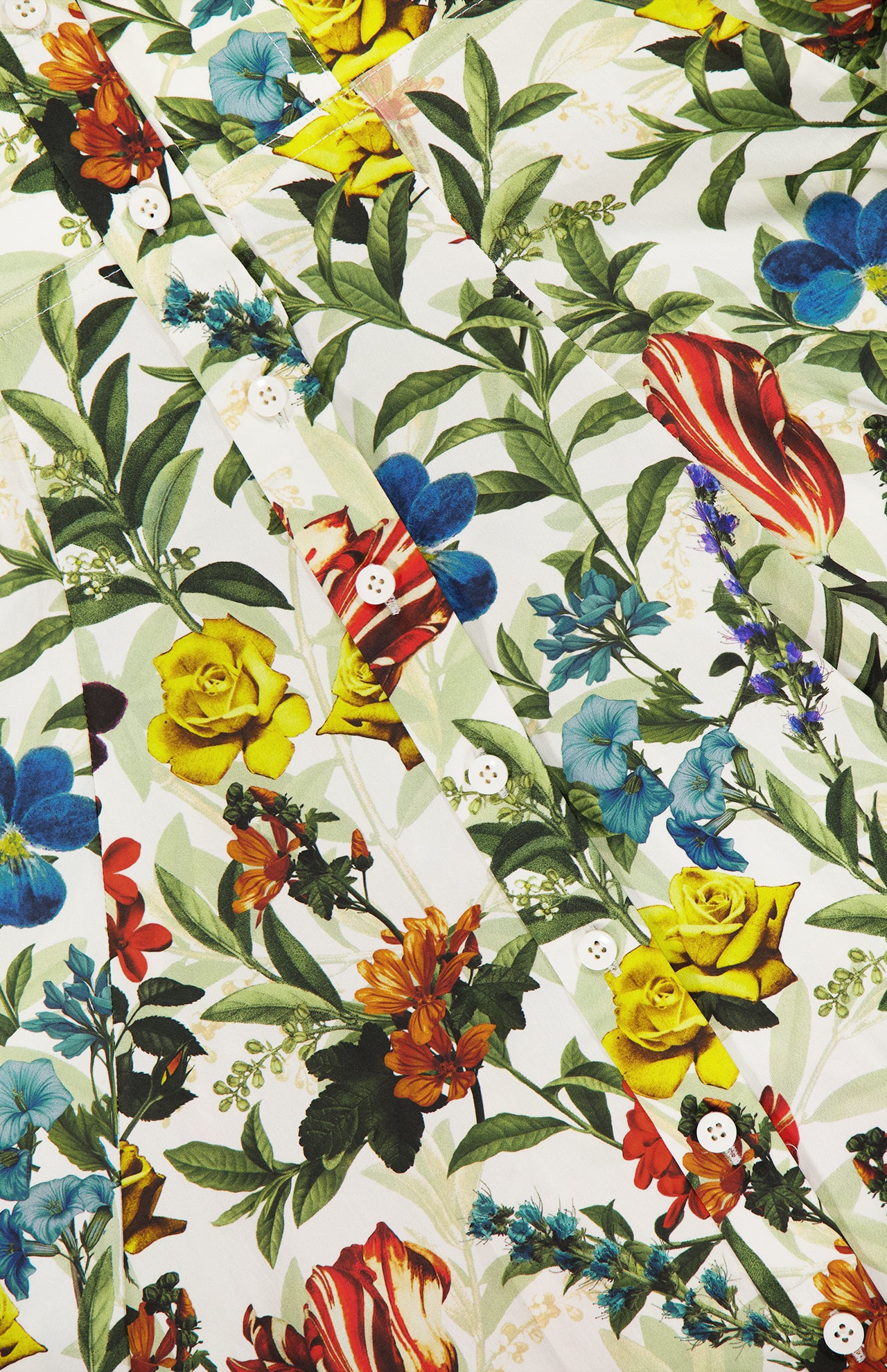 Step into autumn with the Kim Paneled Corset Flared Mini Shirt Dress by ALICE + OLIVIA, crafted from stretch-cotton adorned with vibrant floral prints—yellow roses, red, orange, and blue blossoms, lush green leaves, and detailed with classic white buttons. Layered fabrics create overlapping patterns for a dynamic take on fall botanicals—perfect for an inspired seasonal look.