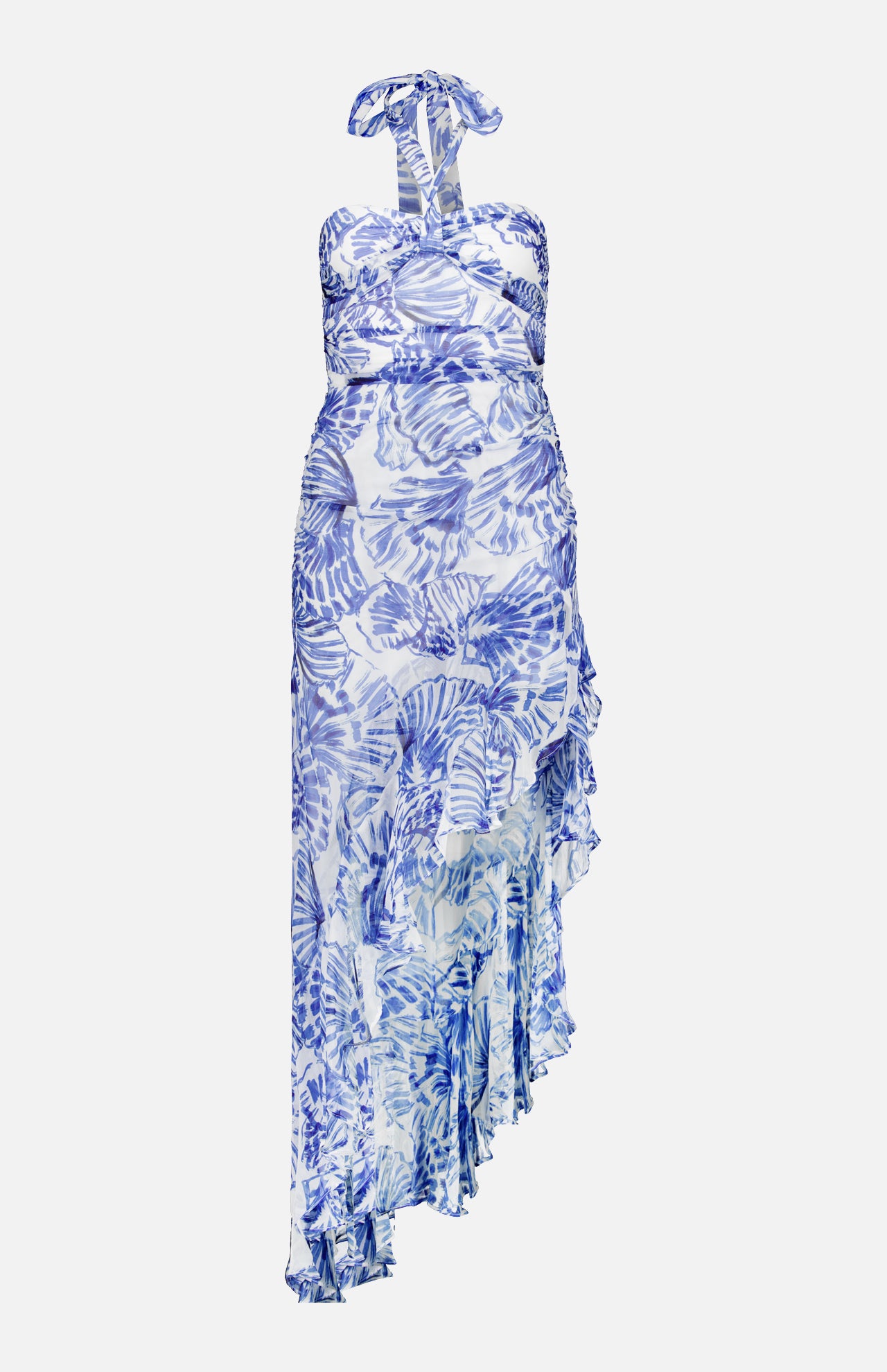 Marabou Shell Print Halter Dress (14686517395819)