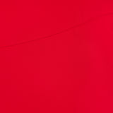 A bold red surface captures the sleek elegance of the AMANDA UPRICHARD Cynthia Midi Neck Tie Dress, featuring minimalistic abstract curves and lines for a modern, refined look.