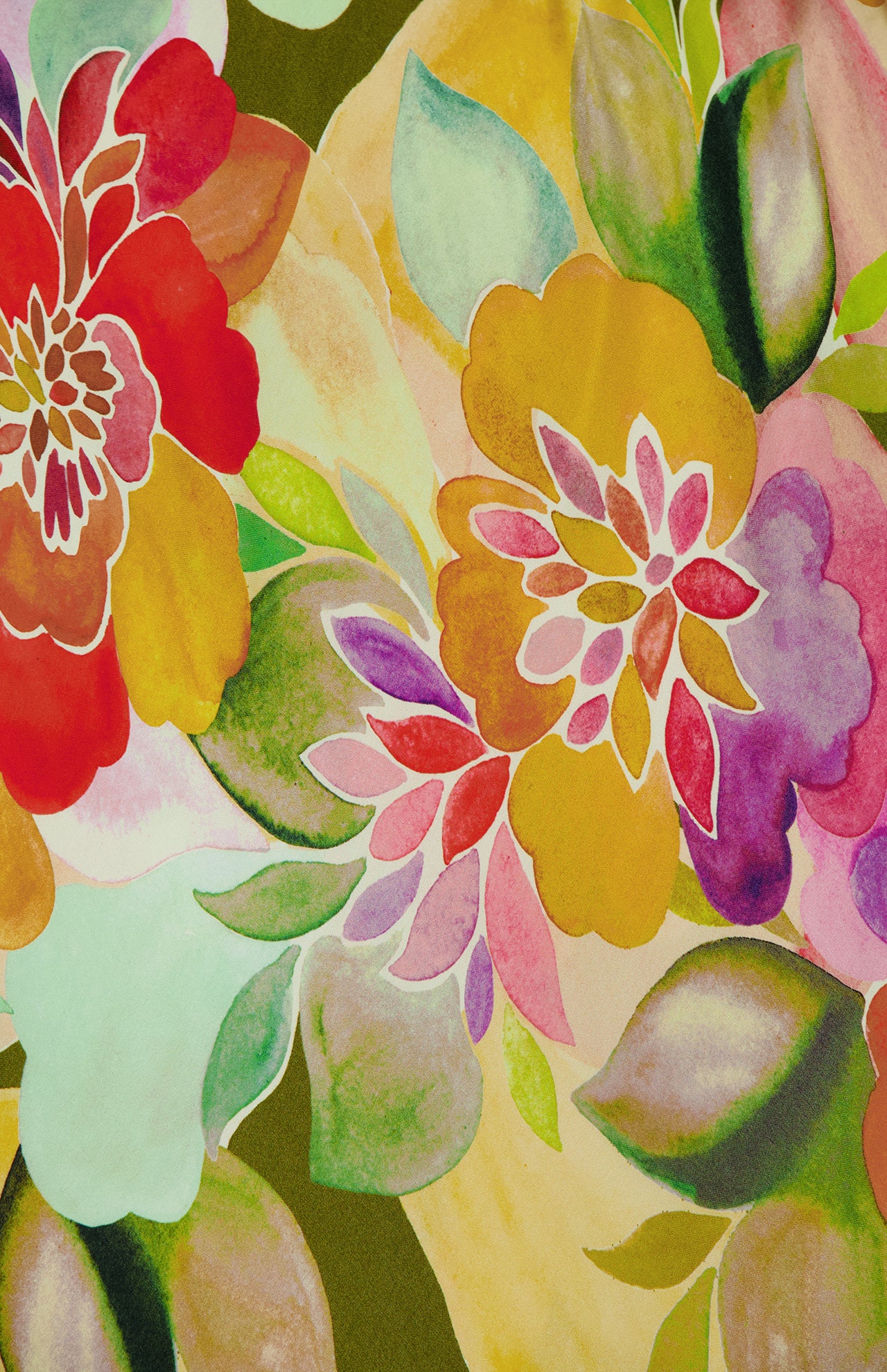 The Irena Scarf Detail Maxi Dress by AMANDA UPRICHARD features a lively, abstract pattern inspired by vibrant tropical flowers and leaves—perfect for making a statement at any resort evening.