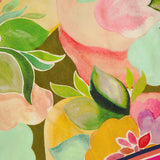 The Keyshia Back Vent Top by AMANDA UPRICHARD features a vibrant abstract floral print with overlapping watercolor flowers and leaves in pink, yellow, green, and purple plus diagonal multicolored stripes—perfect for sunny vacation days.