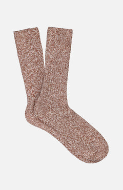 A pair of ANT45 Blog Short Socks in brown marl, crafted in Italy, laid flat on a white background—an elegant upgrade to any sock collection.