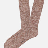 A pair of ANT45 Blog Short Socks in brown marl displayed on a plain white background, one sock laid flat over the other—premium hosiery combining comfort and style.