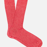 A pair of Sable Short Socks by ANT45 in bright red with a ribbed texture, laid flat on a plain white background.