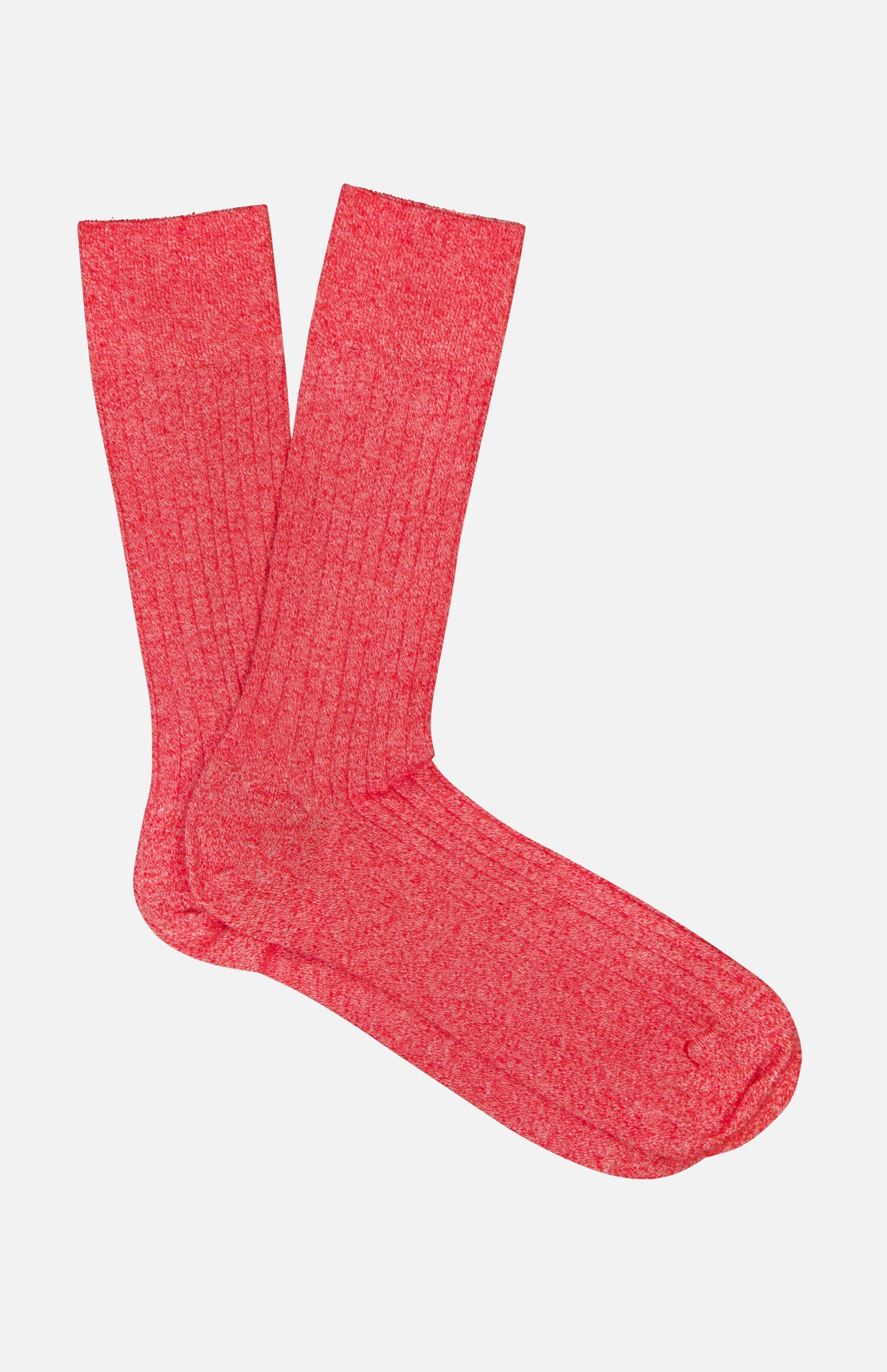 A pair of Sable Short Socks by ANT45 in bright red with a ribbed texture, laid flat on a plain white background.