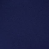 Close-up of the Hubert Short Sleeve Maxi Dress by ARLO MOTT, made from 100% cotton, featuring a plain navy blue design with a round neckline and a white clothing label at the top left.