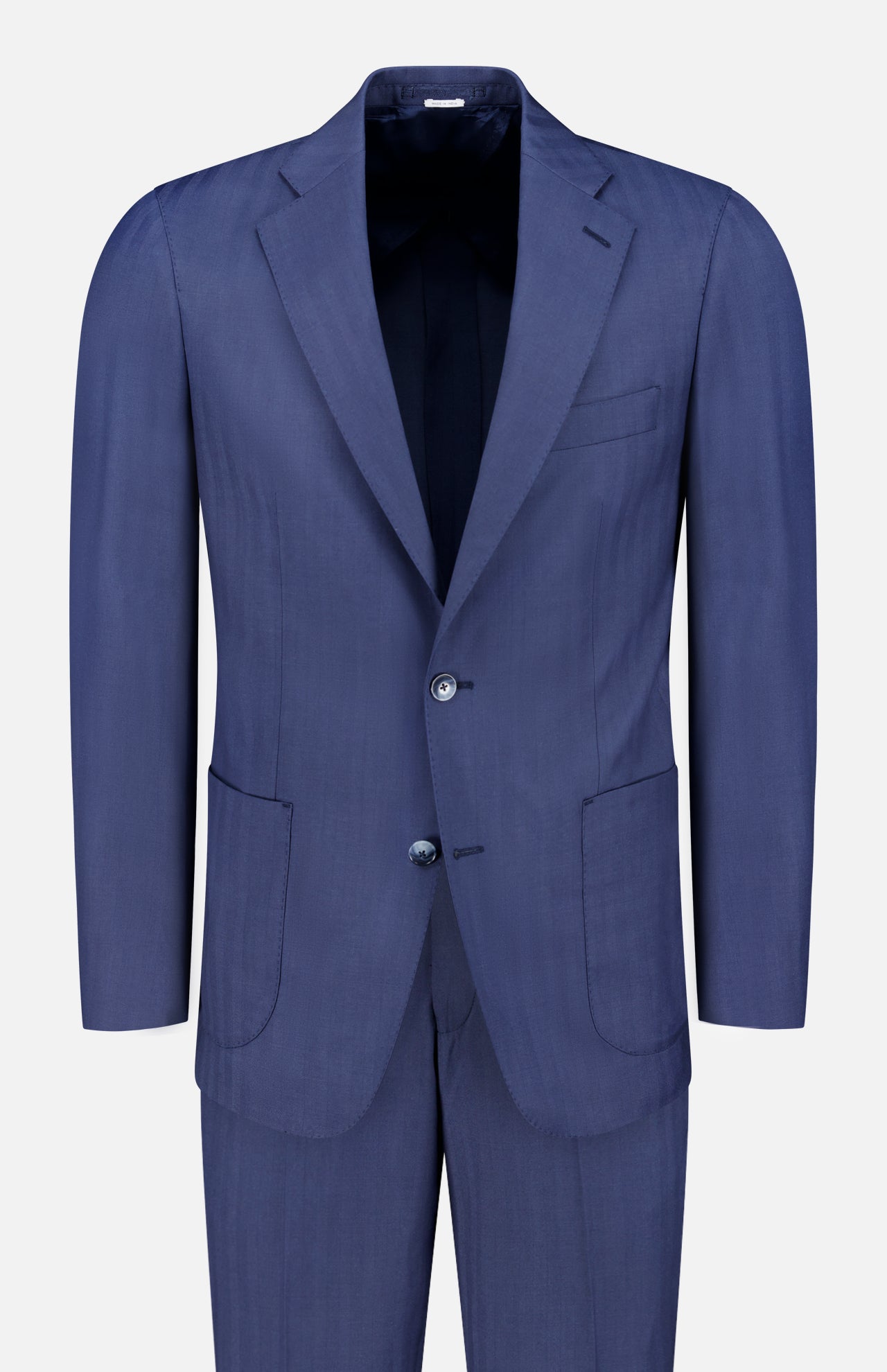 Natural Bi-Stretch Wool Solaro Herringbone Suit (14735227978091)