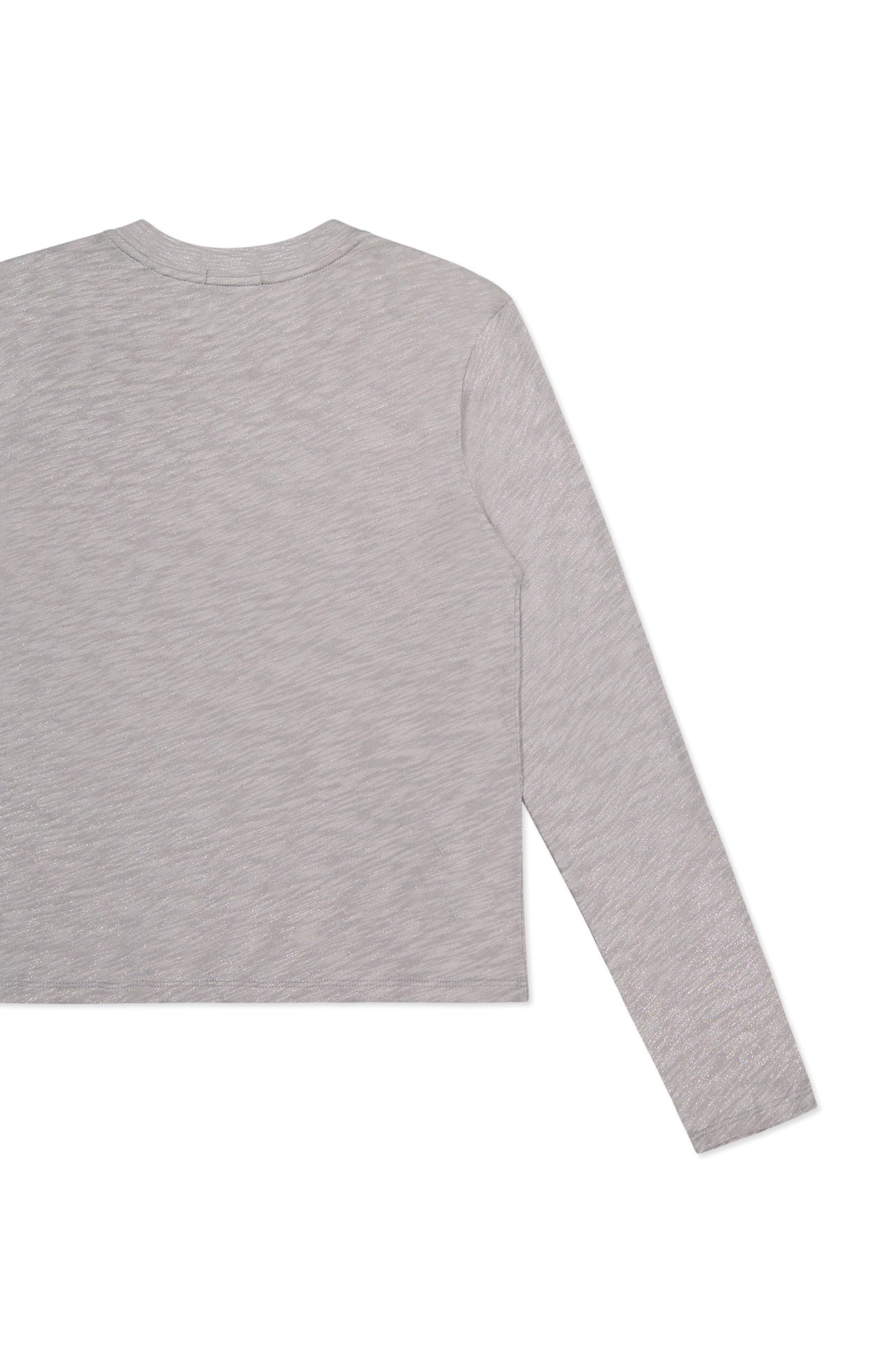 Slub Jersey w/ Foil Long Sleeve Cropped Boxy Tee