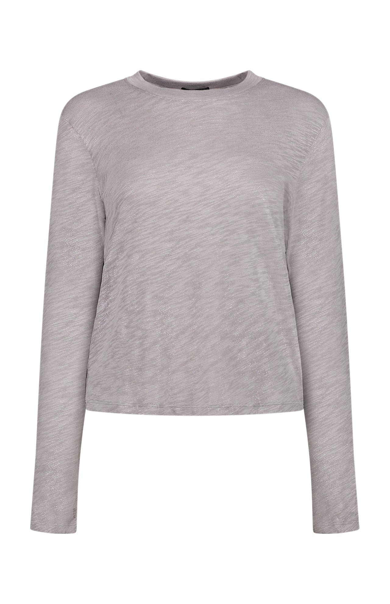 Slub Jersey w/ Foil Long Sleeve Cropped Boxy Tee