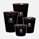 The BAOBAB COLLECTION Les Prestigieuses Encre De Chine Max 35 Candle stands out on a plain white background, featuring a sleek black glass design with a gold logo label, promising long burn time and refined elegance.
