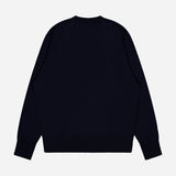The BARENA Basilio Crewneck Sweater, a plain black long-sleeve style crafted in Italy, is laid flat with the back facing up to display its ribbed cuffs and waistband against a white background.