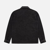 The Cortivo Corduroy Overshirt by BARENA is shown from the back, featuring long sleeves, a flat collar, and buttoned cuffs. Made in Italy, it is displayed on a plain white background.