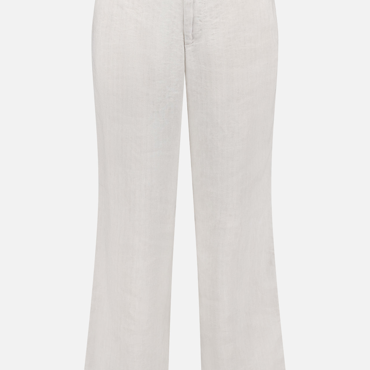 The Delfo Lisca Herringbone Pants by BARENA are light gray, straight-leg linen trousers with a tailored fit, belt loops, button and zip closure, crafted in Italy and shown against a white background.