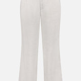 The Delfo Lisca Herringbone Pants by BARENA are light gray, straight-leg linen trousers with a tailored fit, belt loops, button and zip closure, crafted in Italy and shown against a white background.