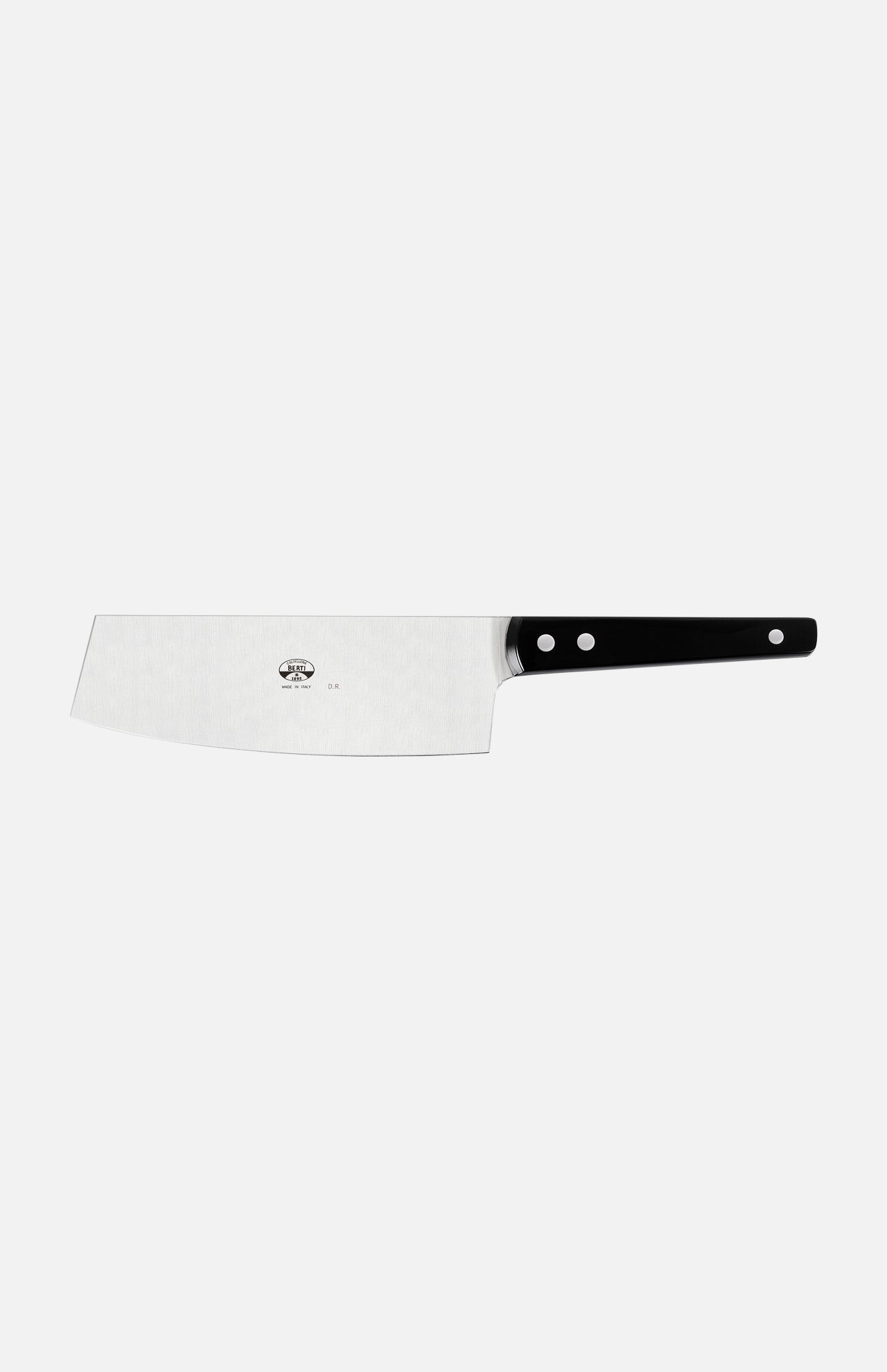 The Berti Cutlery Kitchen Knife Kit (Set of 2) features Chinese-style cleavers with broad stainless steel blades and black handles with two rivets, crafted by expert knife makers and shown on a plain white background.