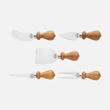 The Little Italians Cutting Cheese Knives by Berti Cutlery is a set of five utensils with stainless steel blades and polished olive wood handles, displayed horizontally on a white background.