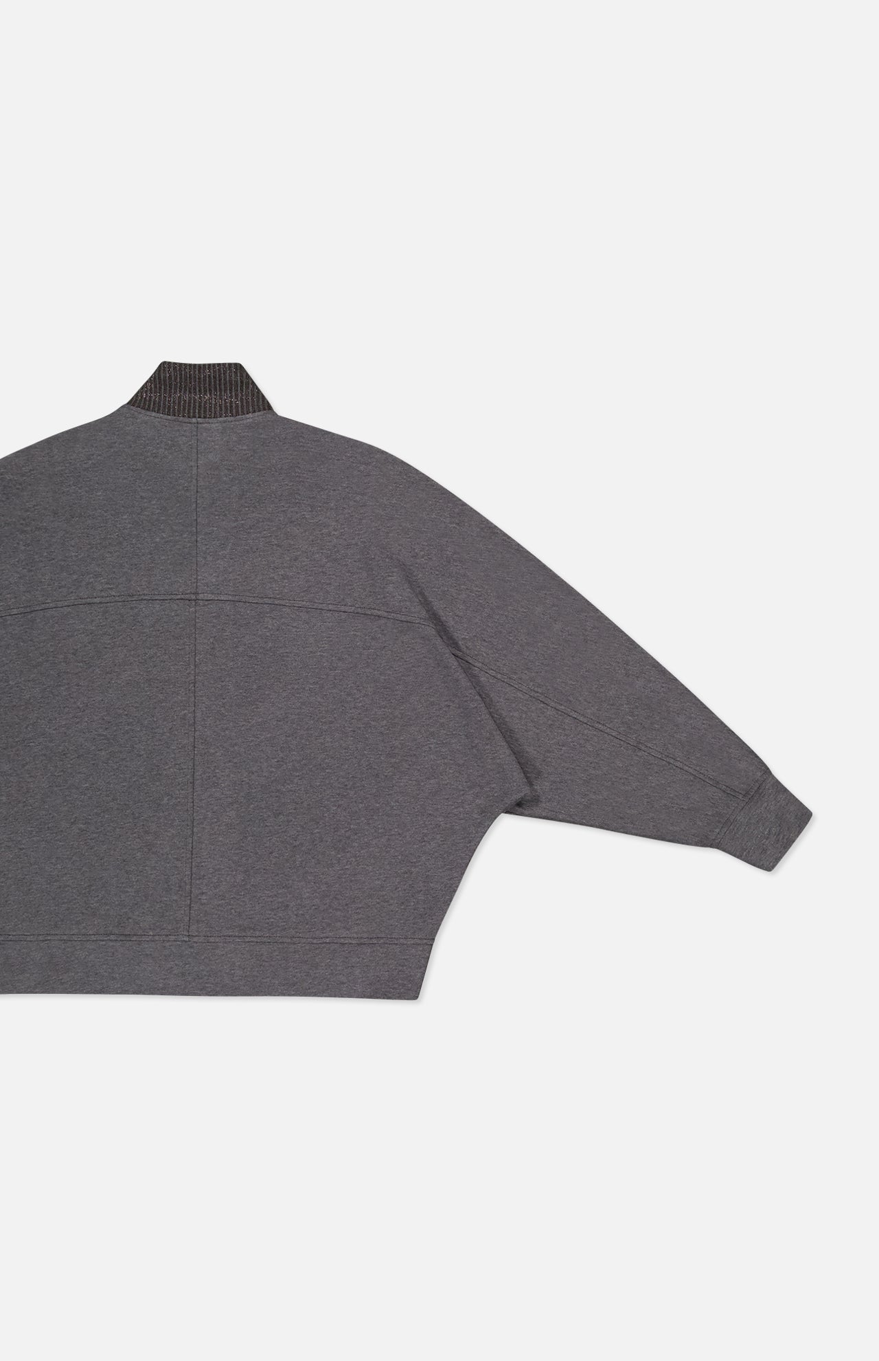 Cardigan Sweatshirt with Ribbed Monili Collar