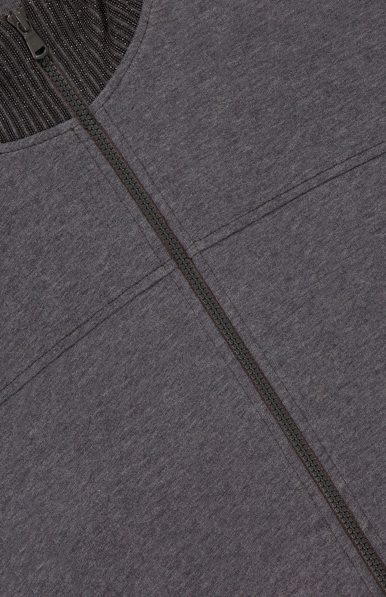 Cardigan Sweatshirt with Ribbed Monili Collar