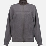 Cardigan Sweatshirt with Ribbed Monili Collar (7669940846707)