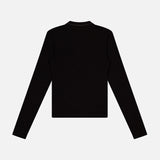 Cotton Rib Long Sleeve V-Neck with Monili Trim Top (14639776268651)