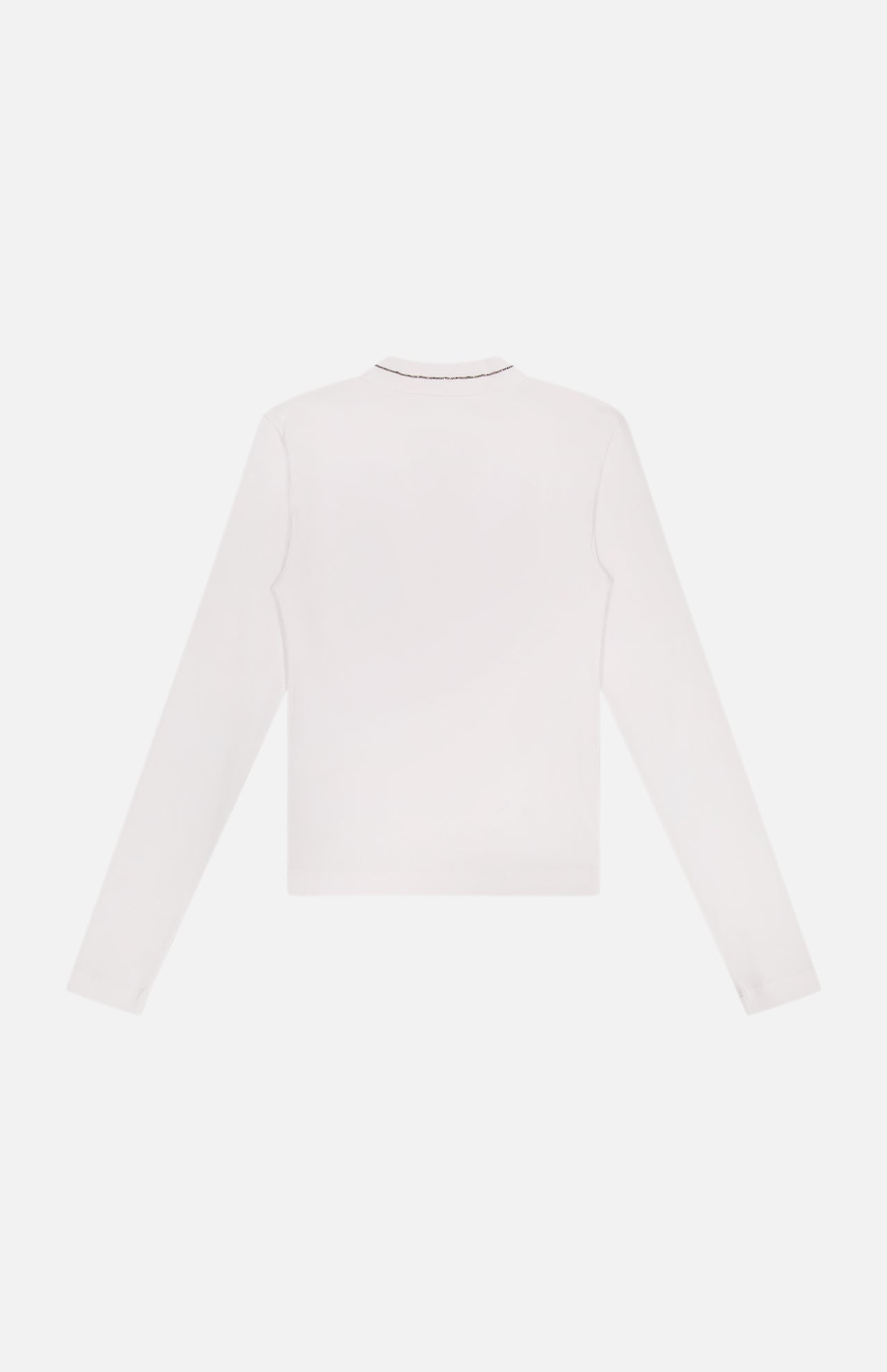 Cotton Rib Long Sleeve V-Neck with Monili Trim Top (14639776301419)