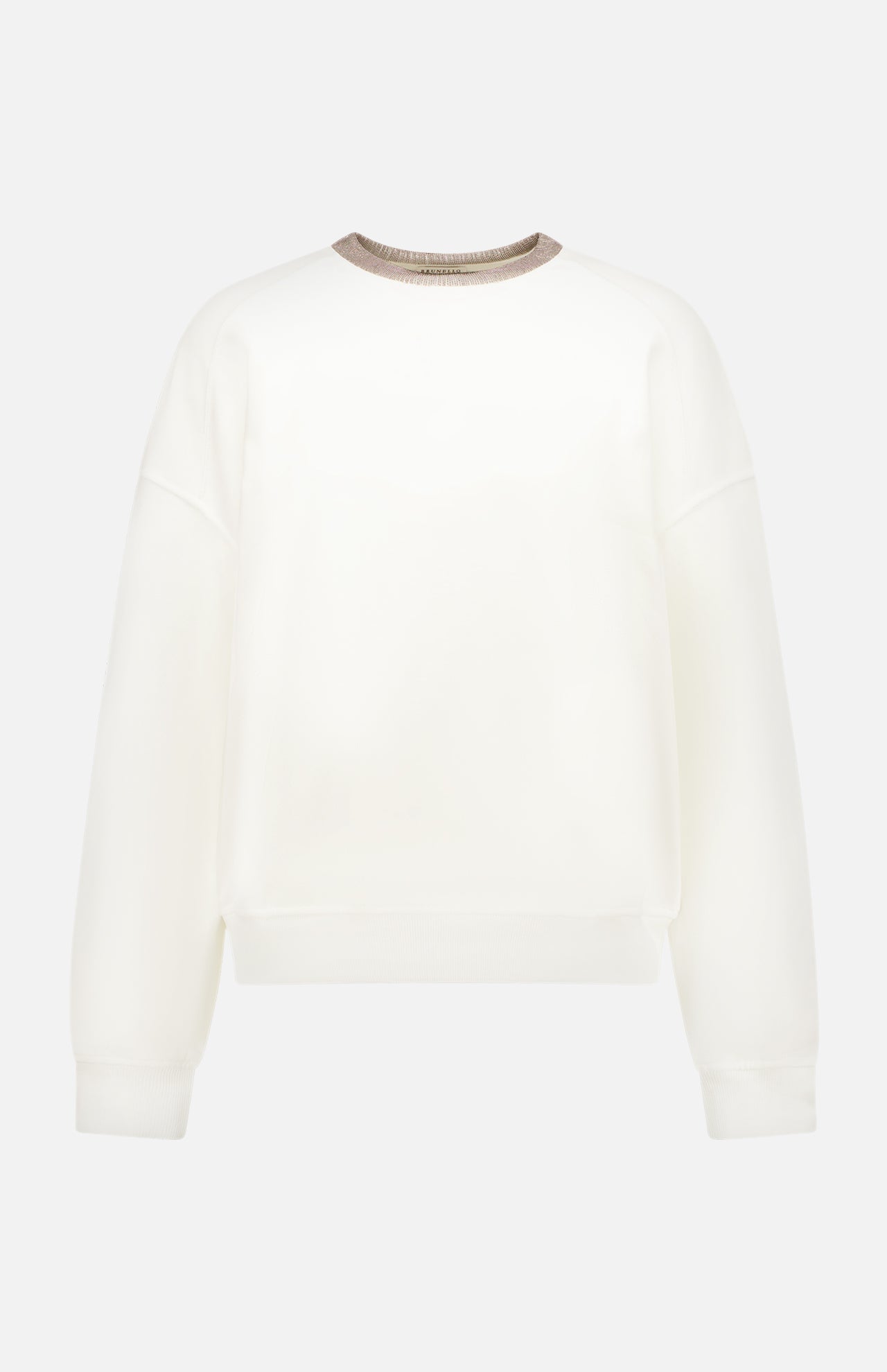 Cotton Sweatshirt with Ribbed Monili Collar (7669940748403)