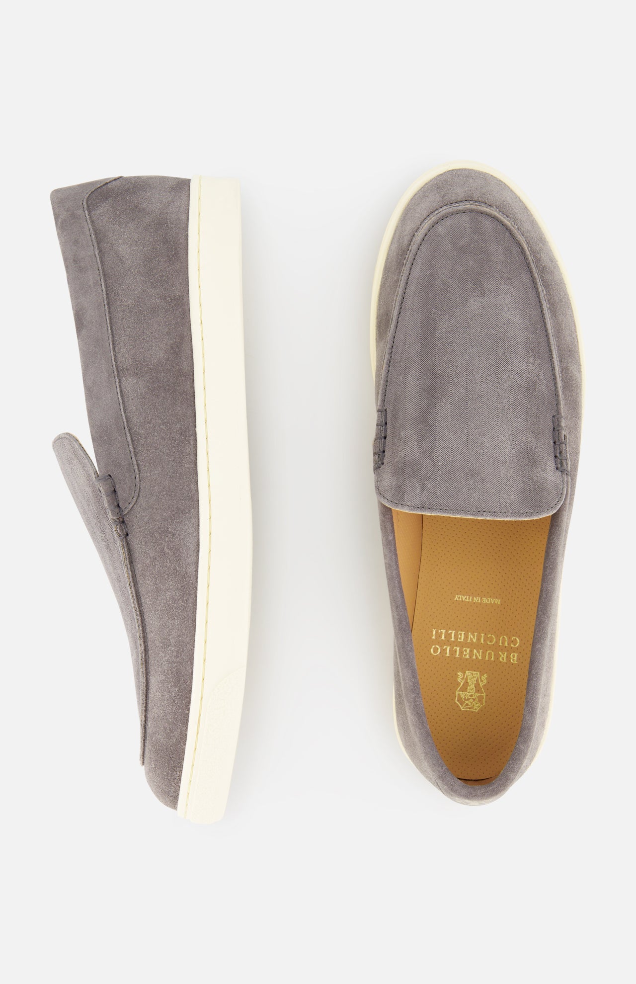 Brunello Cucinelli Men's Suede Contrast Sole Loafers | A.K.
