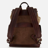 The BRUNELLO CUCINELLI Vintage Chevron-effect Backpack is displayed from the rear against a plain white background, featuring leather straps, a mesh back panel, adjustable shoulder straps, and elegant leather inserts for enhanced comfort and durability.