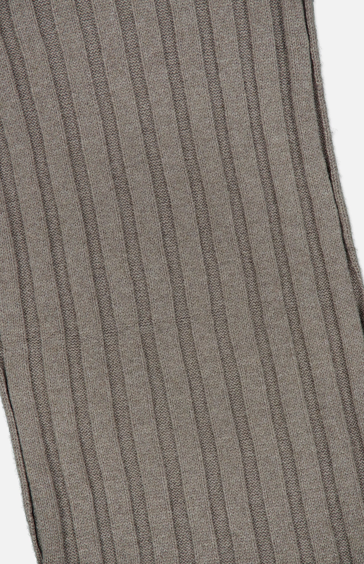 Close-up of the soft ribbed knit fabric in a neutral beige hue, highlighting vertical textured lines from the BRUNELLO CUCINELLI Cashmere Contrast Stripe Scarf, crafted in Italy.