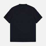 The BRUNELLO CUCINELLI Cotton Crewneck T-Shirt is shown from the back against a white background, featuring a plain black design with no visible logos or patterns. This slim fit t-shirt provides a clean and versatile appearance.