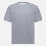 A slim fit Cotton Crewneck T-Shirt by BRUNELLO CUCINELLI, made in Italy and featuring short sleeves in plain gray cotton, is displayed against a white background.