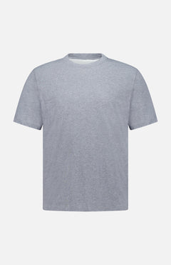 A slim fit Cotton Crewneck T-Shirt by BRUNELLO CUCINELLI, made in Italy and featuring short sleeves in plain gray cotton, is displayed against a white background.