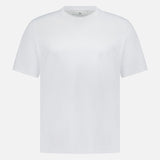 The BRUNELLO CUCINELLI Cotton Crewneck T-Shirt is a plain white, slim fit short-sleeve top, shown from the front against a white background. Made in Italy, it features a simple crew neck design that highlights the brand’s timeless style and refined craftsmanship.