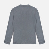 A gray BRUNELLO CUCINELLI Cotton Long Sleeve Henley T-shirt is displayed laid flat with the back facing up against a plain white background.