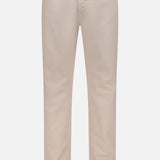 The BRUNELLO CUCINELLI Button Fly Dyed Denim Pants are beige men's straight-leg jeans, expertly crafted from luxurious Italian denim with front and back pockets, belt loops, and a classic button fly closure—shown on a white background.