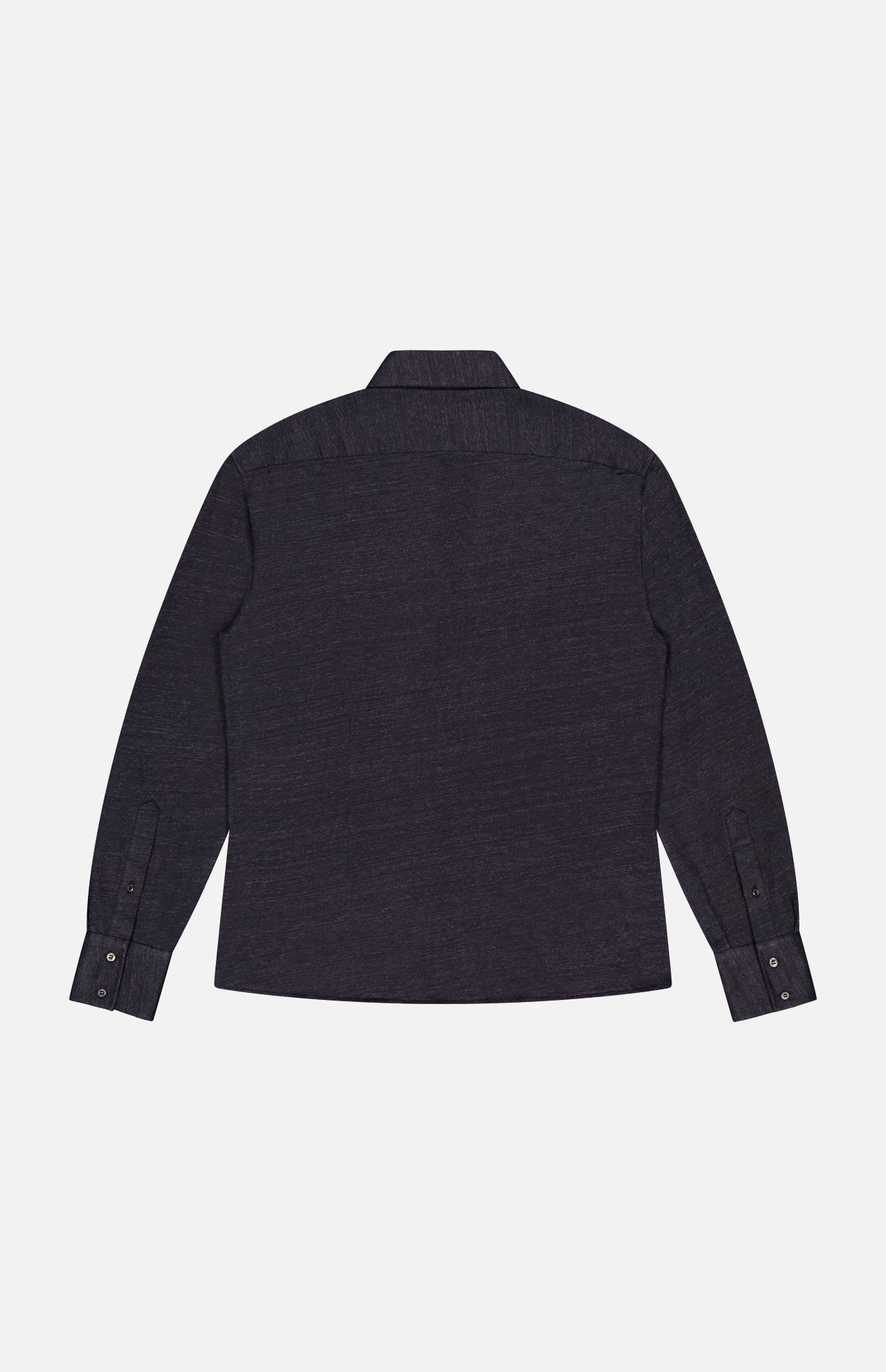 A BRUNELLO CUCINELLI Jersey Long Sleeve Dress Shirt is displayed flat from the back on a white background, featuring a collar and buttoned cuffs.