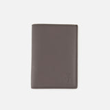 A closed, gray BRUNELLO CUCINELLI Leather Passport and Cardholder with a subtle embossed logo in the lower right corner, shown against a plain white background.