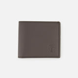 A closed BRUNELLO CUCINELLI Smooth Leather Wallet in rich brown, featuring visible stitching and a subtle embossed logo on the lower right corner, is displayed against a plain white background—exemplifying luxury organization and expert Italian craftsmanship.