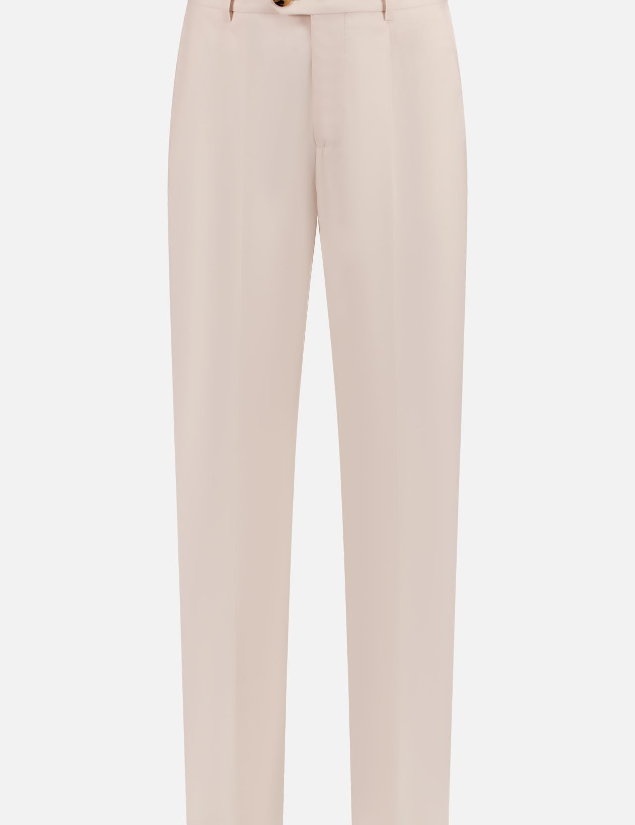 BRUNELLO CUCINELLI Cotton Leisure Fit Pants in light beige feature a single visible button and belt loops at the waistband, shown against a white background, for an effortlessly sophisticated modern look.
