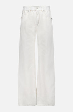 BRUNELLO CUCINELLI Piece-Dyed Cotton Pull-On Jeans feature a wide-leg silhouette, high waist, and side pockets, shown against a plain white background.