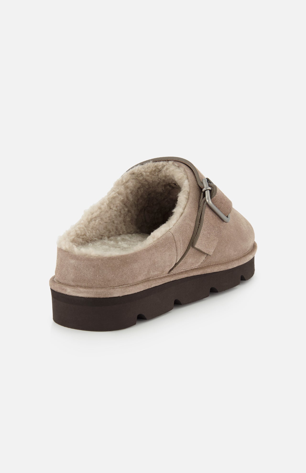 Shiny Detail & Shearling Lined Suede Slipper (14720164725099)