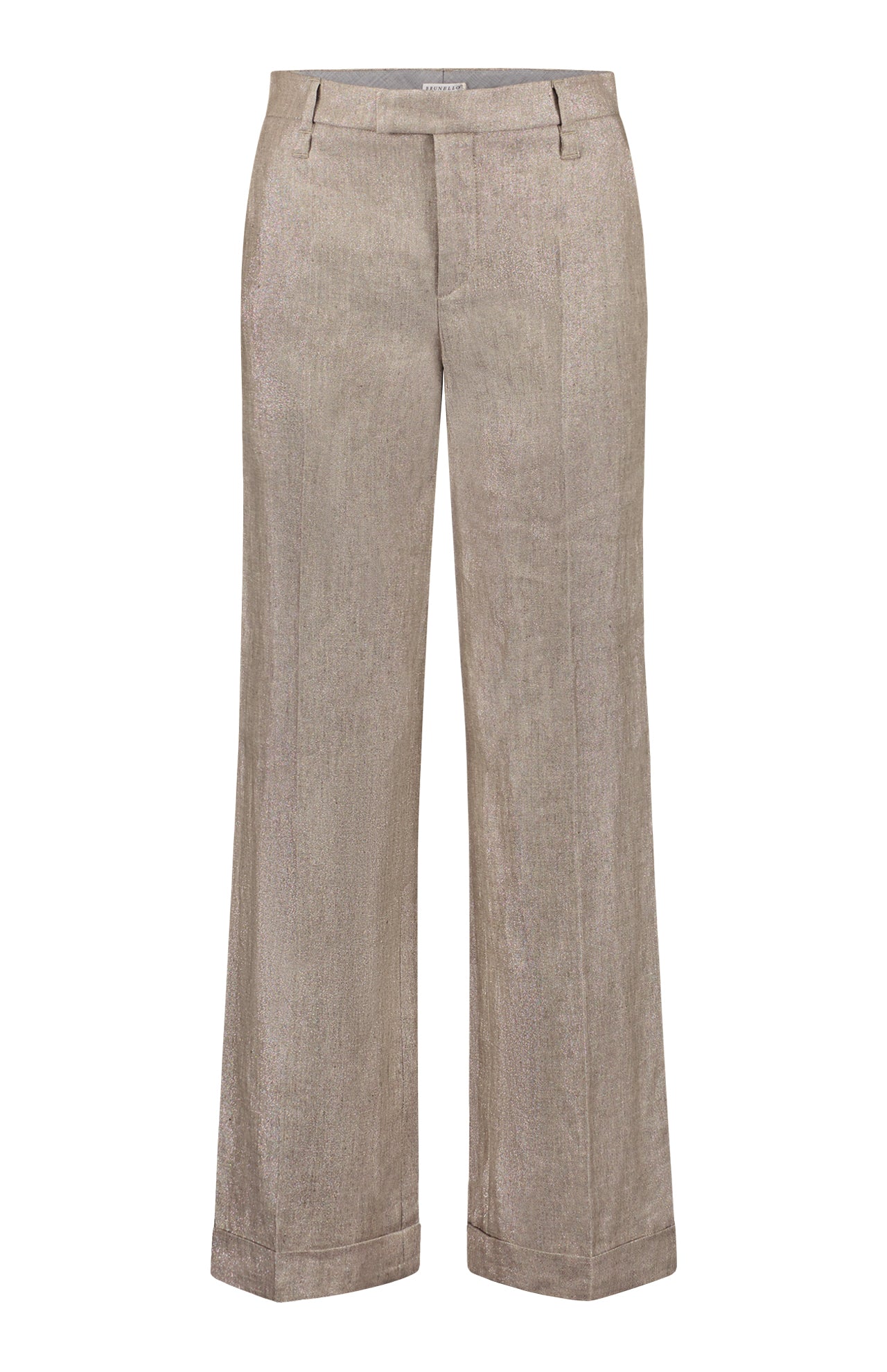 Shiny Linen Trousers with Cuff Detail (7341904429171)