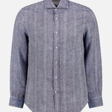Denim Inspired Pattern Stripe Shirt (14655255347563)
